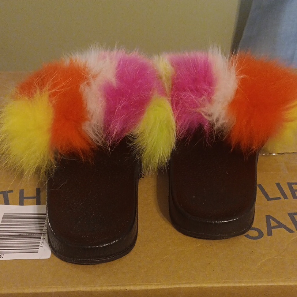Colorful Furry Slippers - Picture 2 of 5